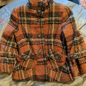 Latte by Coffee Shop wool blend plaid coat